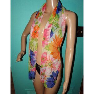 Vintage Diane Von Furstenberg Long Floral Scarf pinup retro rockabilly head wrap